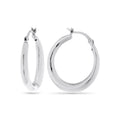 Sterling Silver Graduated Hoop Earrings - 25mm Polished Circle Earrings