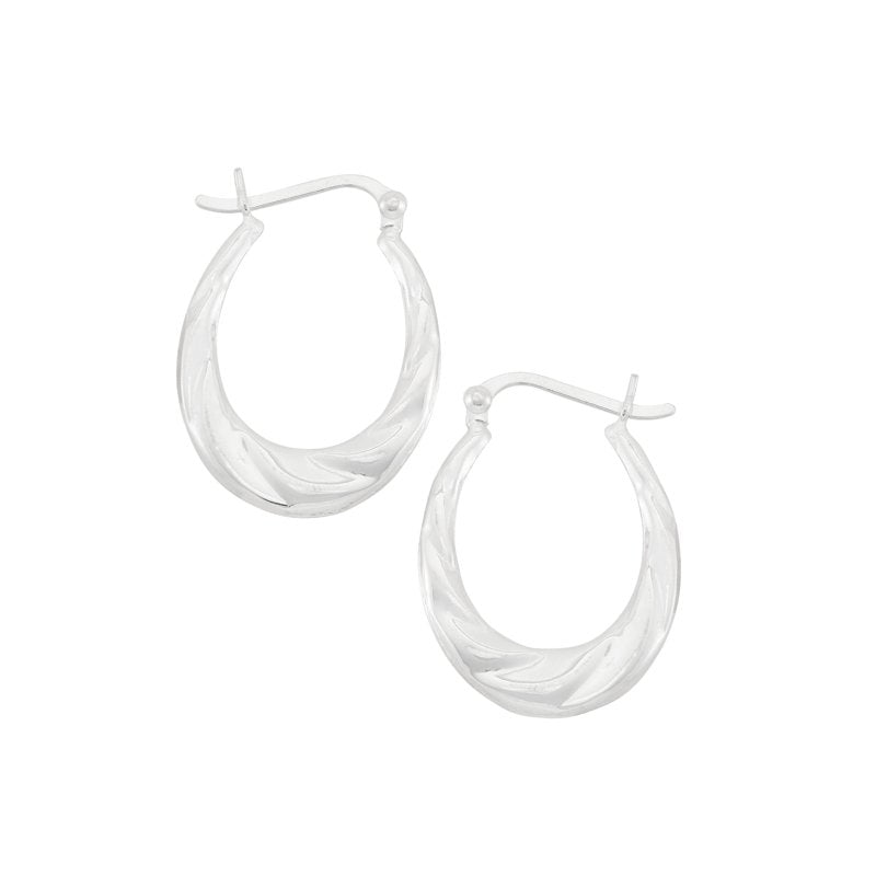 Sterling Silver Oval Twist Hoop Earrings 25x20mm High-Polish Jewelry