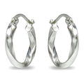 Sterling Silver Twist Round Hoop Earrings - 15mm, 50mm, 60mm Sizes