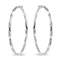 Sterling Silver Twist Round Hoop Earrings - Multiple Sizes