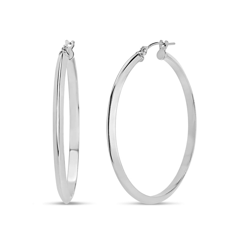 Sterling Silver Hoop Earrings 38x2mm Knife Edge Polished Jewelry