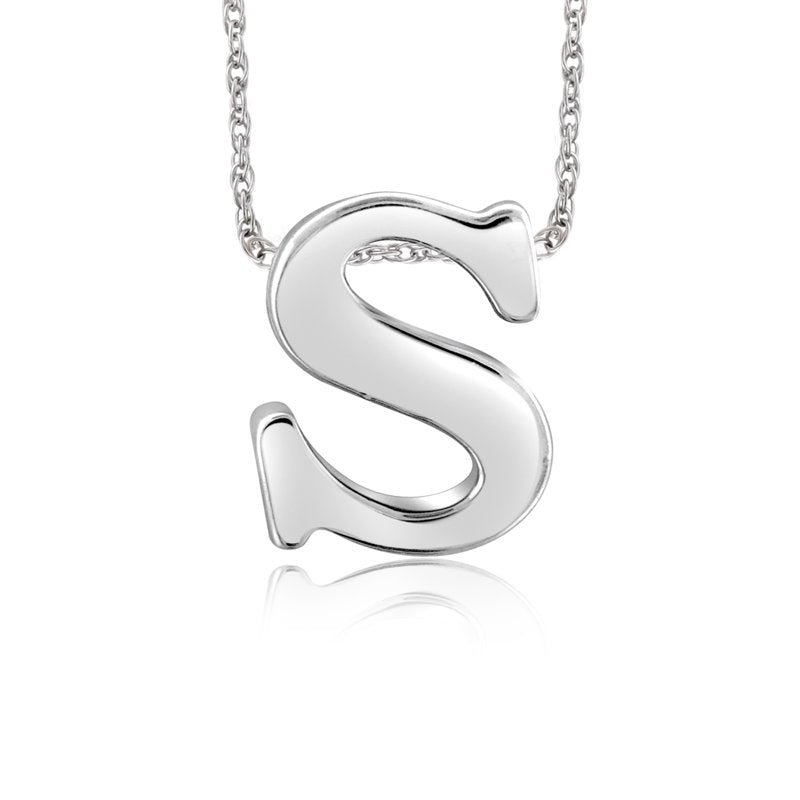 Sterling Silver Initial Pendant Necklace - Custom Letter Jewelry, 18 Inch Chain