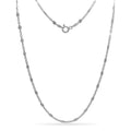 Sterling Silver Alternating Open Link Necklace 24 Inch - Elegant Italian Jewelry