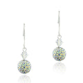 Sterling Silver Aurora Borealis Crystal Fireball Drop Earrings - Elegant Jewelry