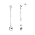 Sterling Silver Cubic Zirconia Drop Earrings with Chain - Hypoallergenic Jewelry