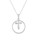 Sterling Silver Diamond Accent Cross Necklace 19 Inch with Extender
