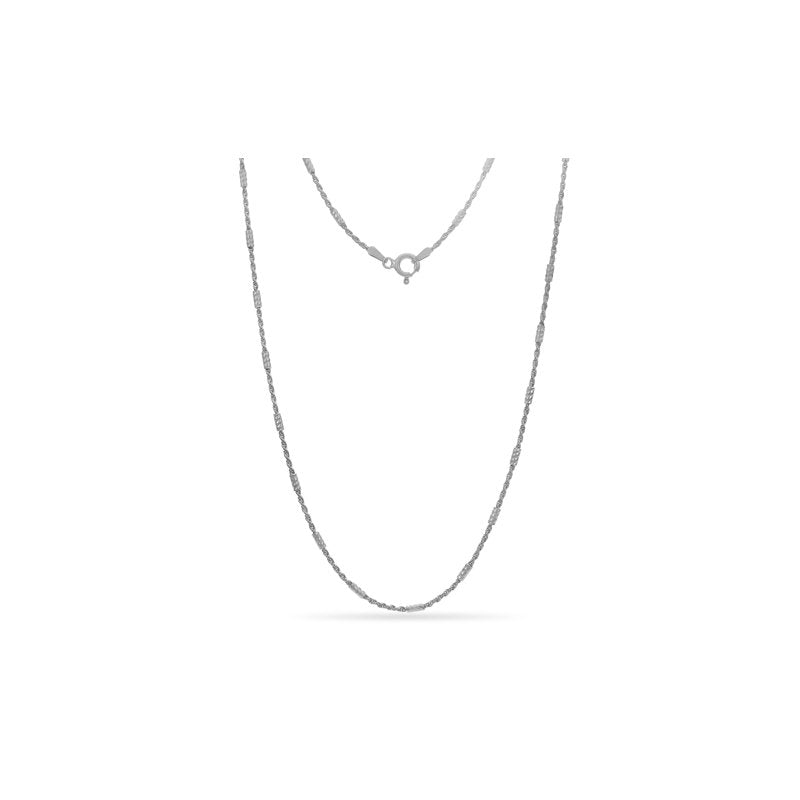 Sterling Silver Diamond Cut Rope Chain Necklace 30 Inch - Italian Made
