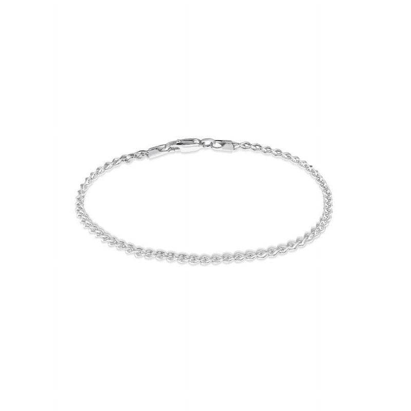Sterling Silver Diamond Cut Wheat Chain Bracelet 7.5 Inches - Classic Italian Style