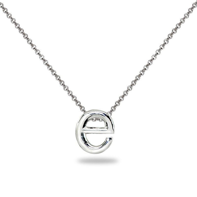 Sterling Silver Letter E Necklace 15-Inch Initial Pendant with Extender