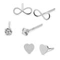 Sterling Silver Heart Earrings Set with Cubic Zirconia & Infinity Design