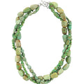 Sterling Silver Turquoise Necklace with Natural Nugget Chips - Multi-Strand Torsade Design