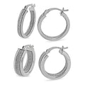 Sterling Silver Glitter Hoop Earrings Set - Multiple Colors & Quantities