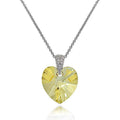 Sterling Silver Heart Necklace with Swarovski Crystals and Gold Shadow Pendant