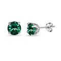 Sterling Silver Green Crown Stud Earrings with Swarovski Crystals