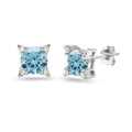 Sterling Silver Light Blue Studded Solitaire Earrings with Swarovski Crystals