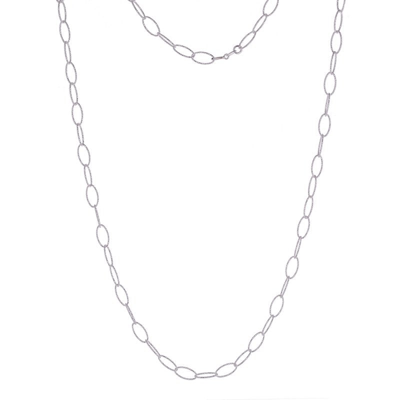 Sterling Silver Oval Rolo Necklace 30-Inch Contemporary Jewelry Gift