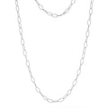 Sterling Silver Oval Rolo Necklace 30-Inch Contemporary Jewelry Gift