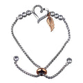 Adjustable Sterling Silver Plated Crystal Heart Wing Bracelet