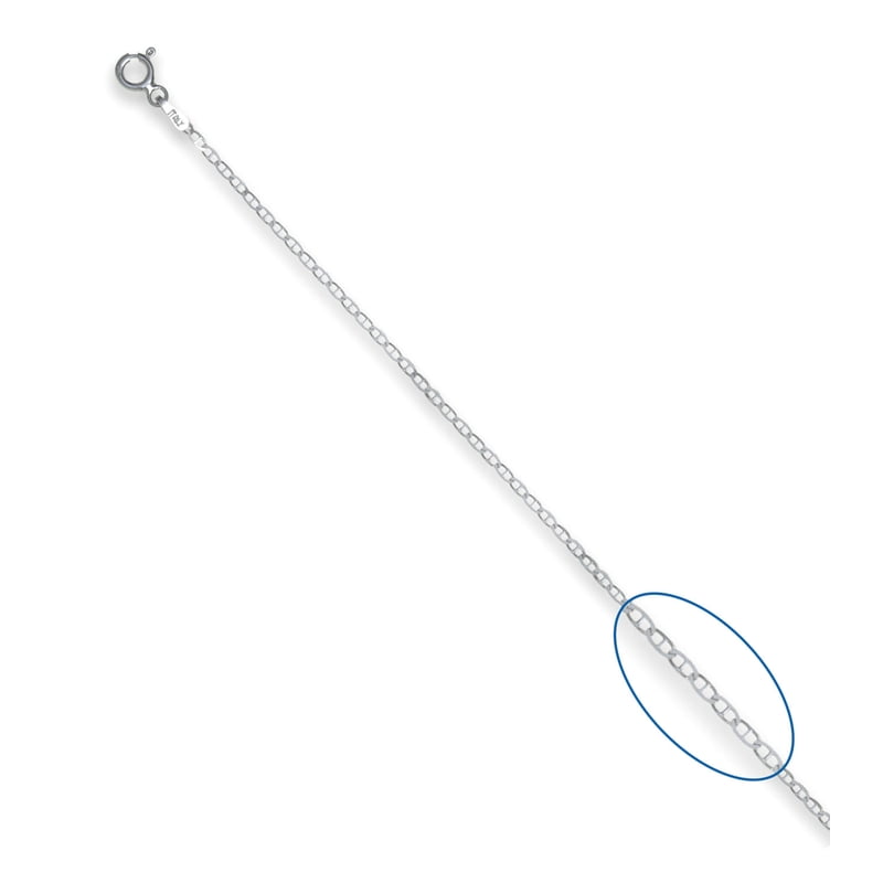 Sterling Silver Flat Mariner Chain Necklace - Hypoallergenic 1.5mm 30 Inch