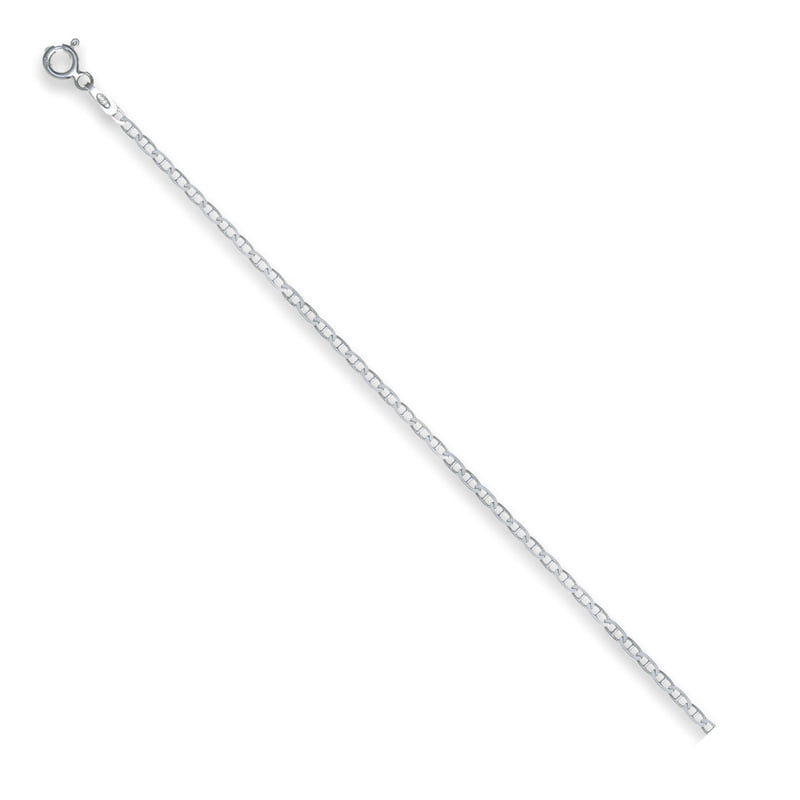 Sterling Silver Mariner Chain Necklace 1.9mm Flat Chain 18 Inch