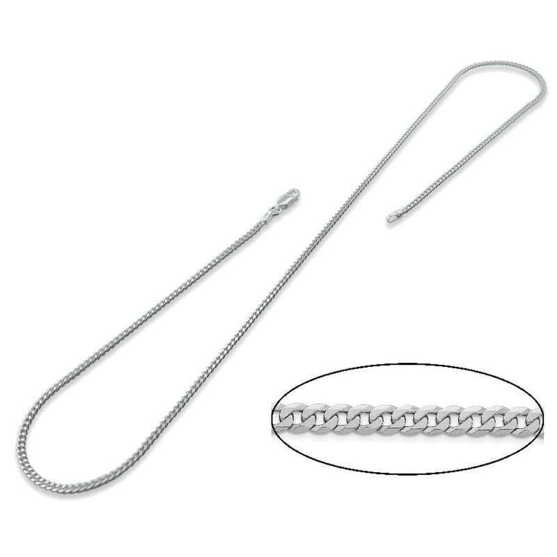 Sterling Silver Curb Chain 2.1mm Thick 24-inch Necklace Jewelry