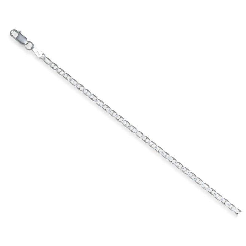 Sterling Silver Mariner Chain Necklace 2.8mm Flat Link 30 Inch