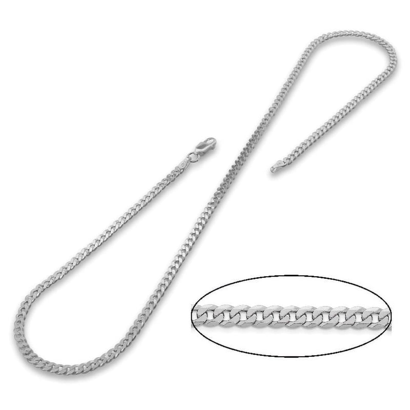 Sterling Silver Polished 3.2mm Curb Chain - Multiple Lengths & Sizes