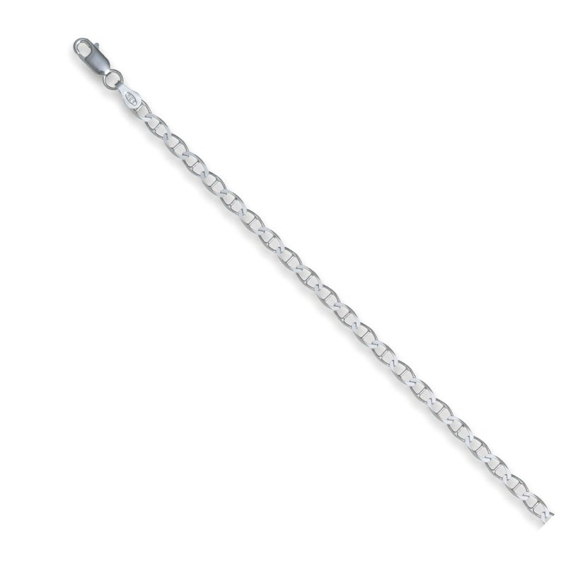 Sterling Silver Flat Mariner Chain Necklace 3.5mm - Hypoallergenic Gift Jewelry