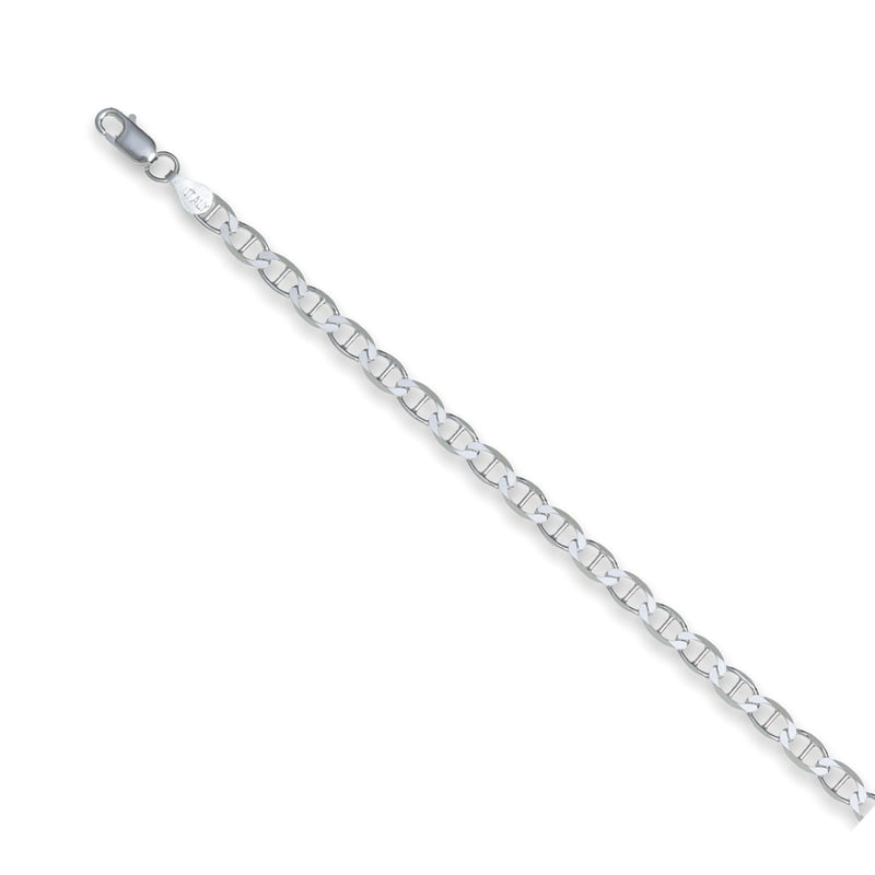 Sterling Silver Flat Mariner Chain Necklace 4.4mm for Men & Women - 18"