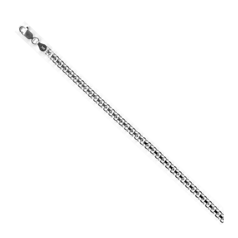 Sterling Silver Bismark Chain Necklace 4mm - 22 Inch Hypoallergenic