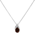 Sterling Silver Garnet & White Sapphire Pendant Necklace 18 Inches