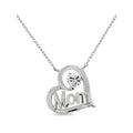 Sterling Silver Rhodium Plated Mom Heart Pendant Necklace 18 Inches
