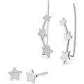 Sterling Silver Star Ear Cuff & Stud Earrings Set - Shimmering Jewelry