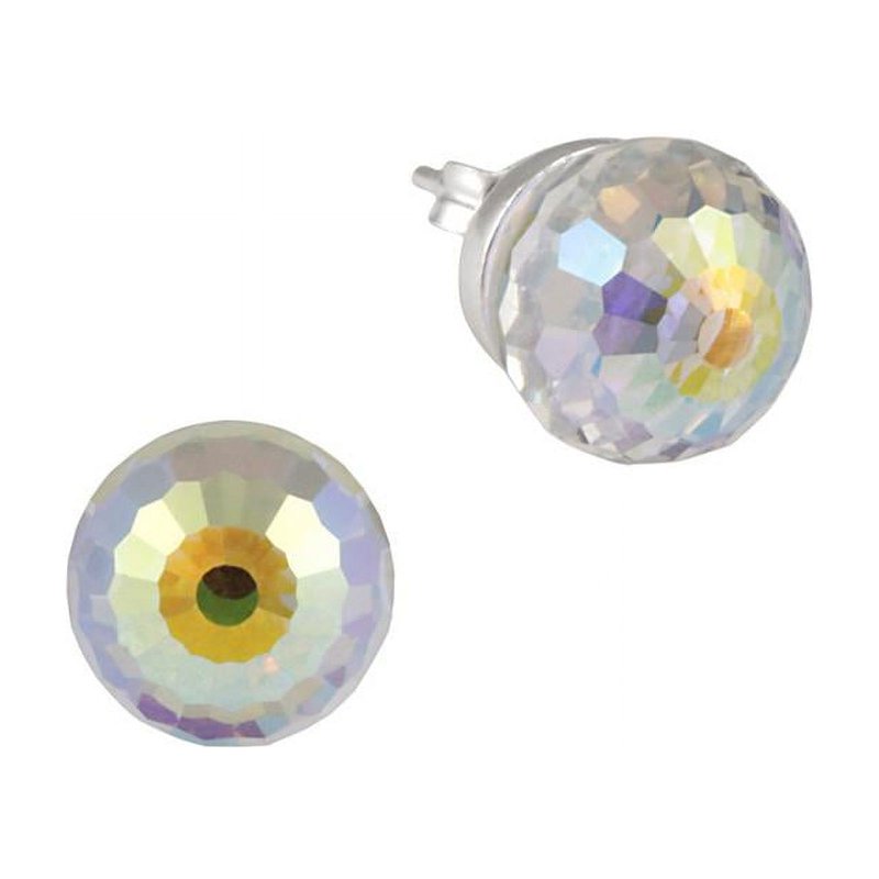 Sterling Silver Swarovski Round Stud Earrings - Elegant Crystal Jewelry
