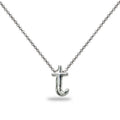 Sterling Silver Letter T Necklace 15-Inch Initial Pendant with Extender