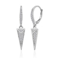 Sterling Silver Triangle Cubic Zirconia Drop Dangle Earrings - Women & Teens