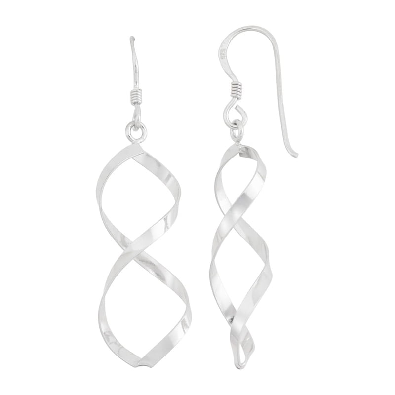 Sterling Silver Infinity Dangle Earrings - Twisting Eurowire Jewelry