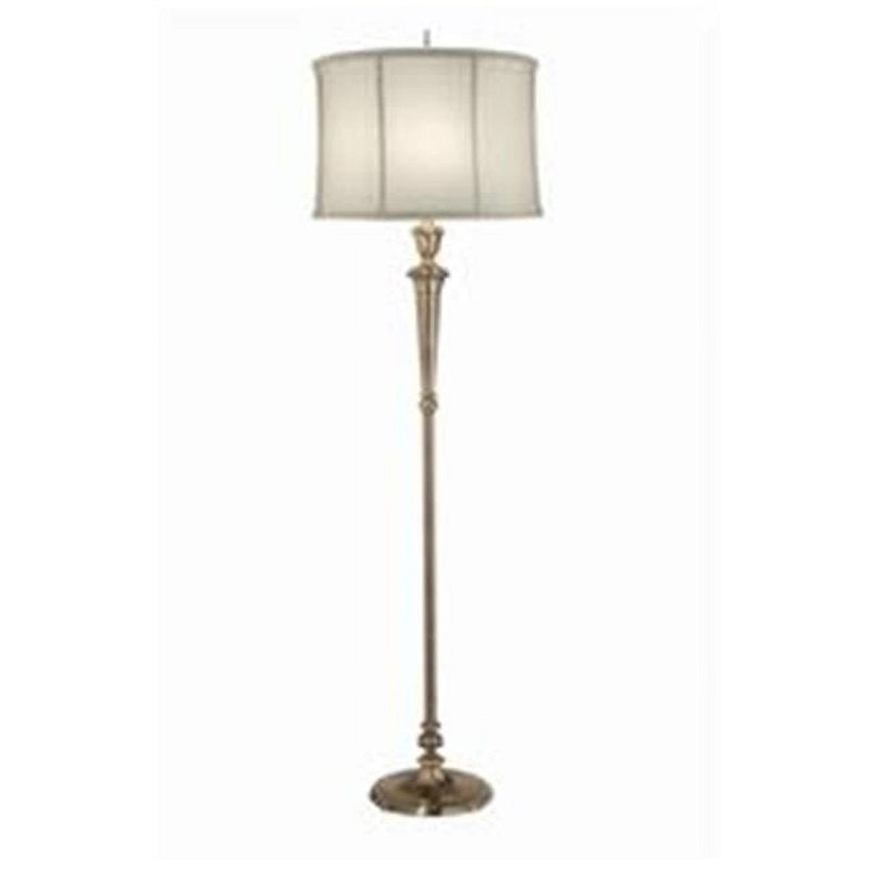 64-Inch Burnished Brass Floor Lamp with Off White Camelot Shade - Modern Home Lighting