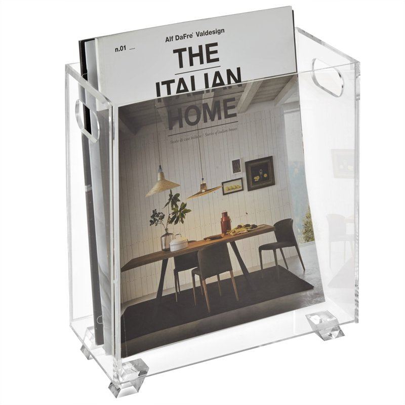 Acrylic Magazine Holder - Crystal Clear, Shatterproof, Space Saver for Office & Home