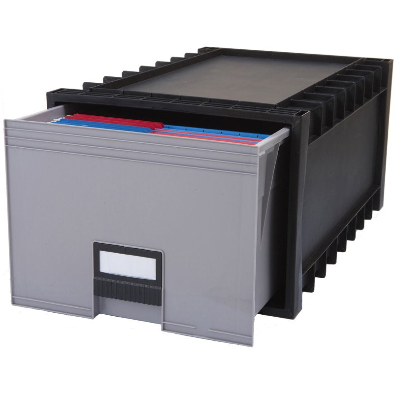 Plastic File Storage Box with Label Holder - Archive & Office Organizer