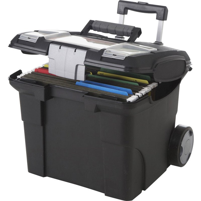 Mobile File Cart on Wheels - Holds Letter-Sized Folders, Black