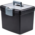 Portable File Storage Box with Lockable Lid 14.9x11x12.1 Inch Black