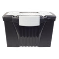 Portable File Storage Box with Handle, Lockable Organizer for Letter & Legal Documents, Black