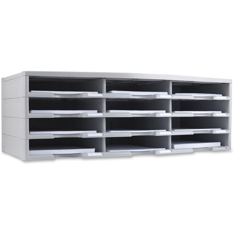 12-Section Literature Organizer - Heavy Duty Plastic Document Storage