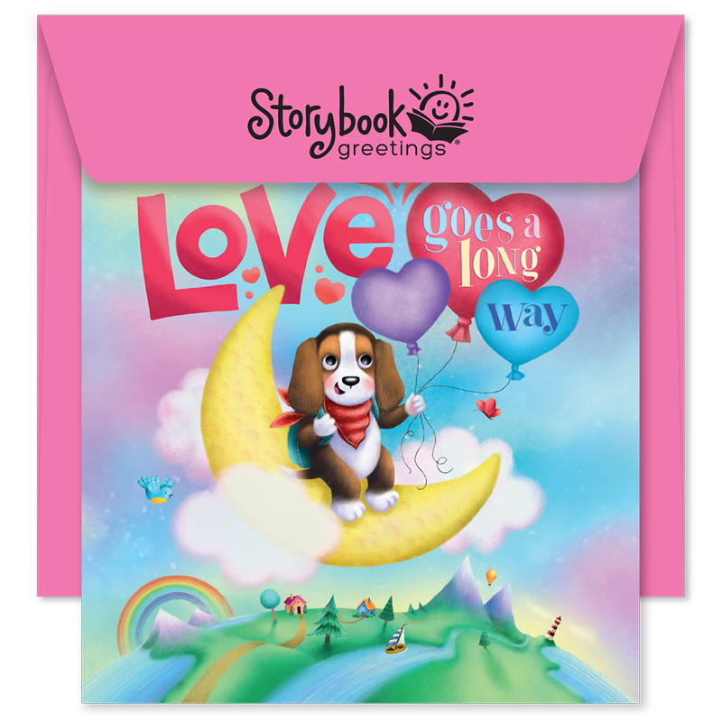 Love Goes A Long Way Storybook Greetings Card with Envelope - Children's Gift Set