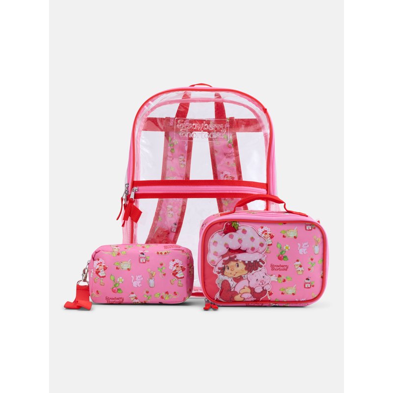 Kids’ Clear Backpack Set with Lunch Bag & Pencil Pouch - Strawberry Shortcake