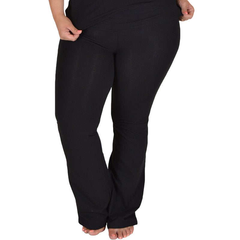 Women's Foldover Yoga Pants - Comfortable Stretchable Lounge & Workout Wear