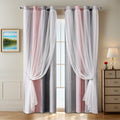 Colorful Rainbow Gradient Stripe Double Layer Blackout Curtain for Girls Bedroom