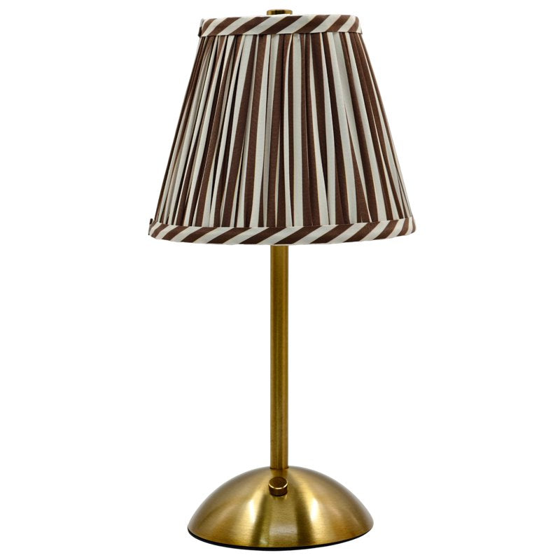 Rechargeable Table Lamp with Fabric Shade & Touch Control - Brown Striped