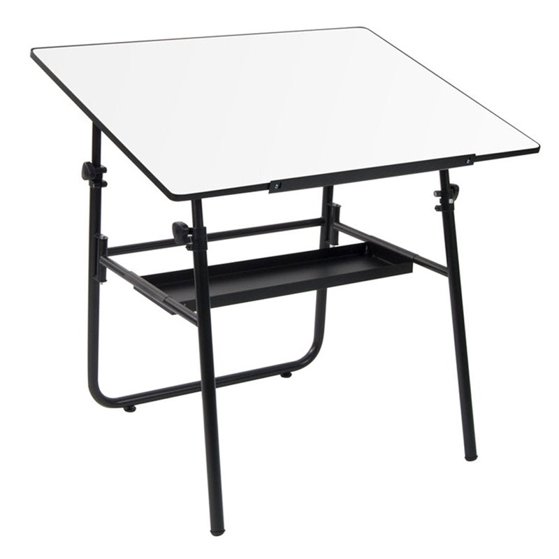 Folding Drafting Table with Adjustable Top and Storage Shelf - 42x30 Inches